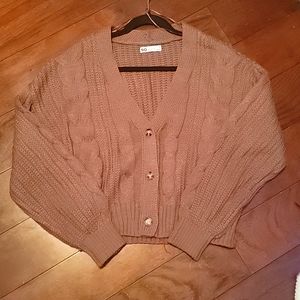 Brown Woven Cardigan